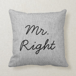 氏Right Grey Faux Linenのバーラップの結婚式の枕 クッション