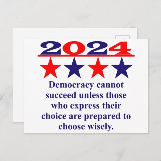 民主主義が成功しない – 政治引用文 ポストカード (正面/裏面)