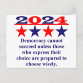 民主主義が成功しない – 政治引用文 ポストカード (正面)