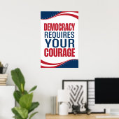 民主主義には勇気が必要 | 旗 | ポスター (ホームオフィス)
