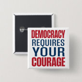 民主主義には勇気が必要 | 赤青 | 缶バッジ (正面&裏面)