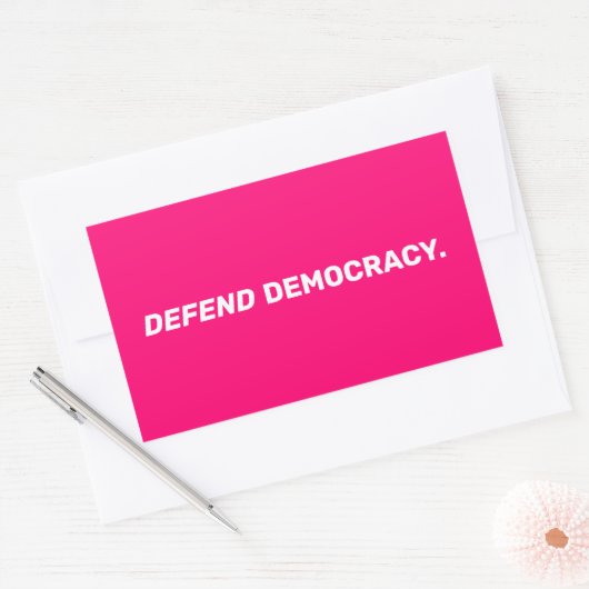 民主主義のモダンタイポグラフィを守る 長方形シール (封筒)