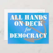 民主主義の投票者のアウトリーチのためのデッキ上のすべての手 ポストカード (正面/裏面)