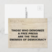 民主主義の第一改正のプレス敵を悪魔化する ポストカード (正面/裏面)