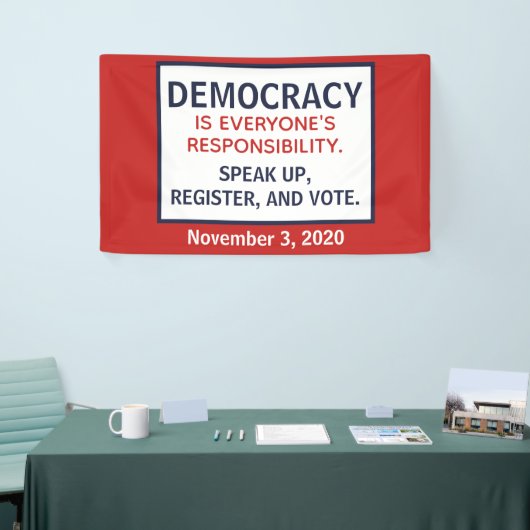 民主主義の話責任アップ登録票 横断幕 (トレードショー)