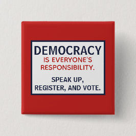 民主主義の話責任アップ登録票 缶バッジ