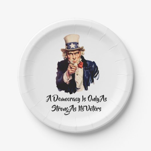 民主主義は有権者と同じくらい強い ペーパープレート (正面)
