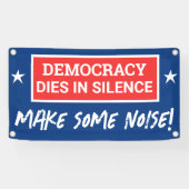 民主主義は沈黙の旗の下で死ぬ 横断幕 (横)