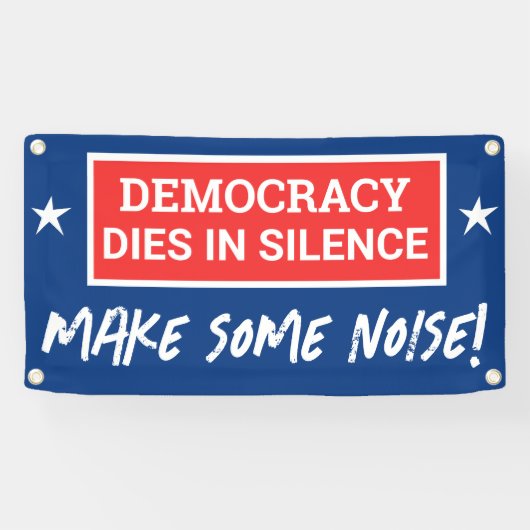 民主主義は沈黙の旗の下で死ぬ 横断幕 (横)