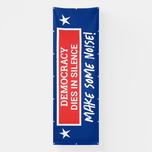 民主主義は沈黙の旗の下で死ぬ 横断幕 (縦)
