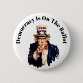 民主主義は2022年の投票に参加している 缶バッジ (正面)