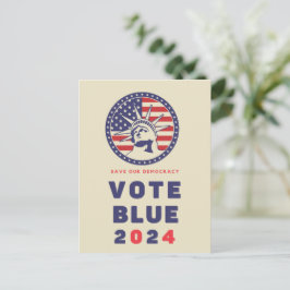 民主主義を守る 2024年青票を投じよう ポストカード