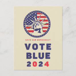 民主主義を守る 2024年青票を投じよう ポストカード