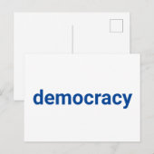 民主主義ミニマルタイポグラフィブルーとホワイト ポストカード (正面/裏面)