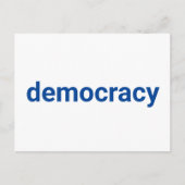 民主主義ミニマルタイポグラフィブルーとホワイト ポストカード (正面)