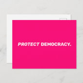 民主主義保護モダンタイポグラフィ熱いピンク ポストカード (正面/裏面)