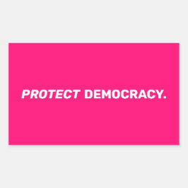 民主主義保護モダンタイポグラフィ熱いピンク 長方形シール