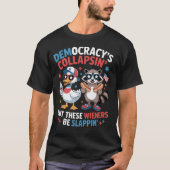 民主主義崩壊ウィンナースラップ 7月4日 Tシャツ (正面)