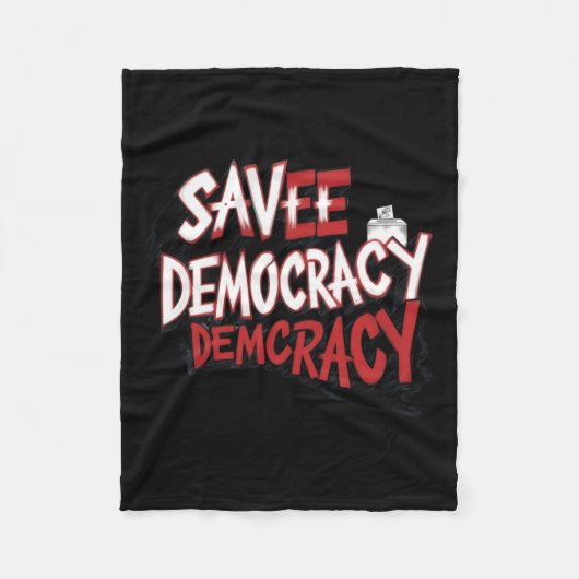 民主主義救。シール フリースブランケット (正面)