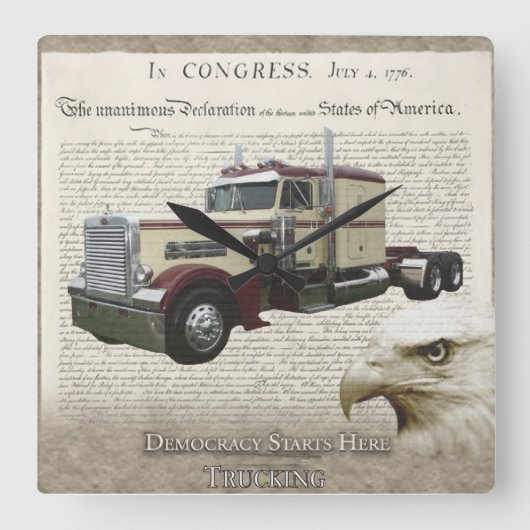 民主主義 スクエア壁時計 (正面)