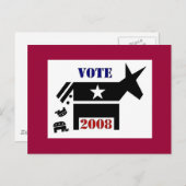 民主党が2008年はがきで投票 ポストカード (正面/裏面)