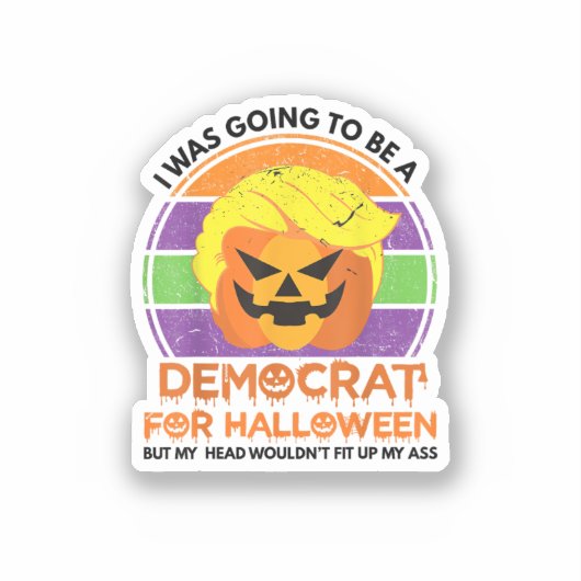 民主党にハロウィーンのトランプキンを買いに行おもしろいく シール (正面)