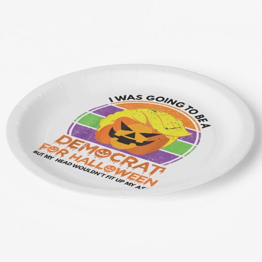 民主党にハロウィーンのトランプキンを買いに行おもしろいく ペーパープレート (アングル)