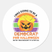 民主党にハロウィーンのトランプキンを買いに行おもしろいく ラウンドシール (正面)