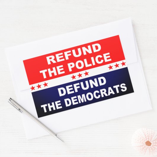 民主党に対する警察の資金払い戻し 長方形シール (封筒)