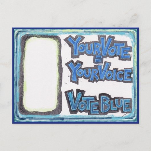 民主党のはがき – あなたの投票=あなたの声 ポストカード (正面)