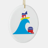 民主党のろばは青い波に乗ります セラミックオーナメント (右)