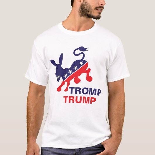 民主党のろば政治IIを蹴るTrompの切札 Tシャツ (正面)