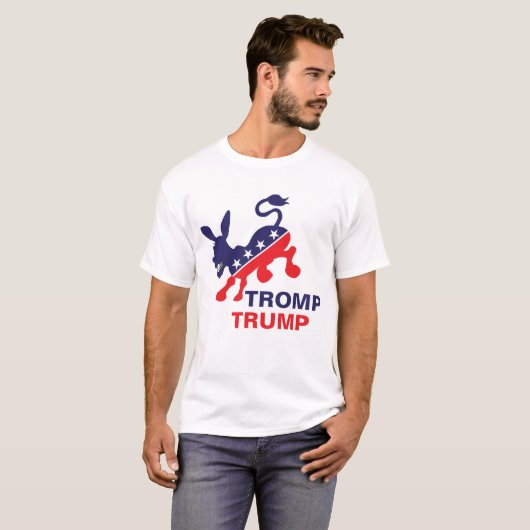 民主党のろば政治IIを蹴るTrompの切札 Tシャツ (正面フル)