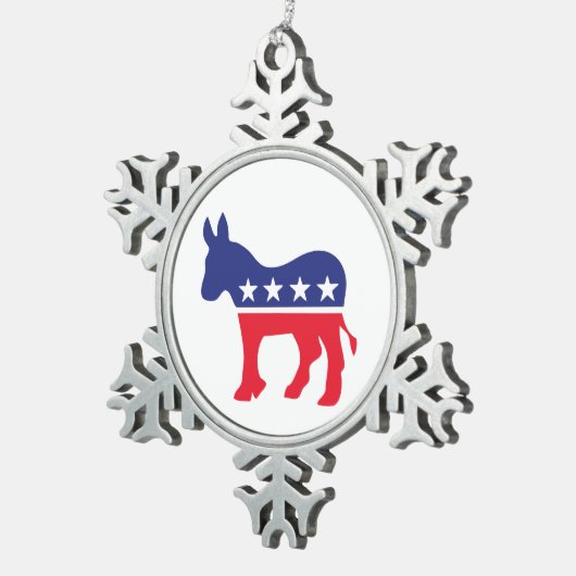 民主党のドンキーロゴ スノーフレークピューターオーナメント (右)