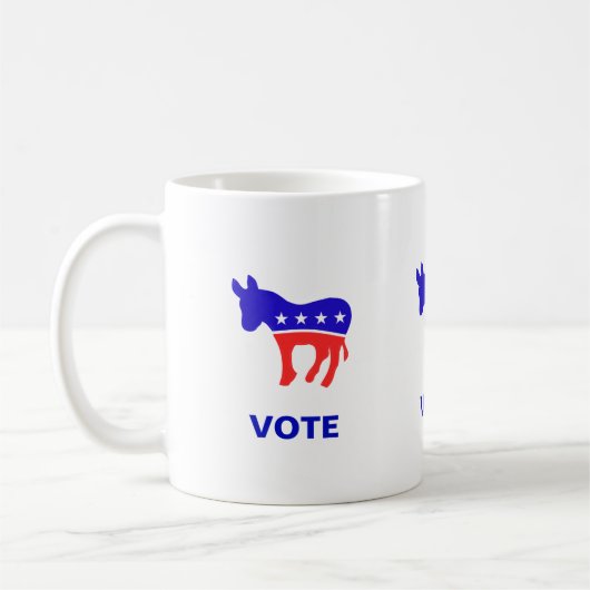 民主党のロゴと編集可能な投票テキスト コーヒーマグカップ (左)