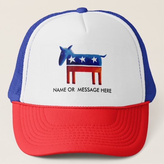民主党のロバのカスタムネームまたはメッセージ キャップ (正面)