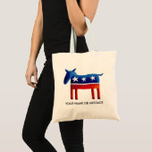 民主党のロバ 名前またはメッセージをカスタマイズ トートバッグ (正面(商品))