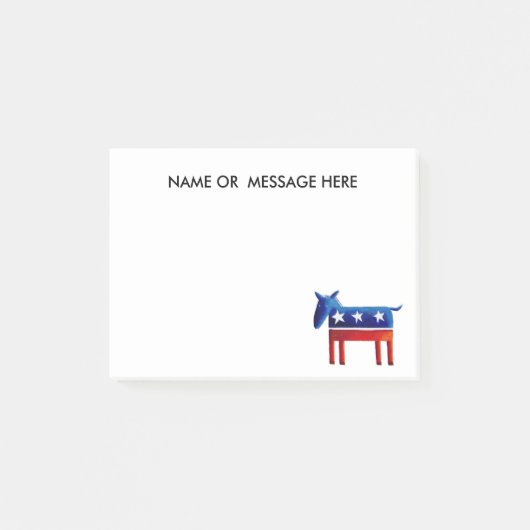 民主党のロバ 名前またはメッセージをカスタマイズ ポストイット (正面)
