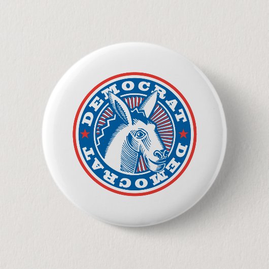 民主党のロバ 缶バッジ (正面)