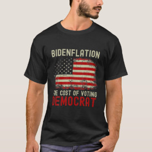民主党の投票コストを識別する米国国旗V Tシャツ