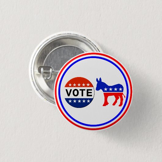 民主党の投票ボタン 缶バッジ (正面&裏面)