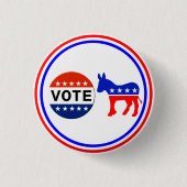 民主党の投票ボタン 缶バッジ (正面)