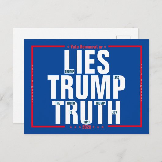 民主党または嘘のトランプの真実2020選挙の投票 ポストカード (正面/裏面)