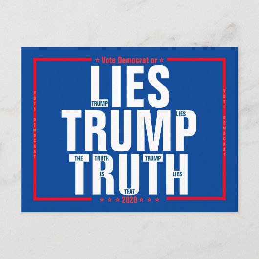 民主党または嘘のトランプの真実2020選挙の投票 ポストカード (正面)