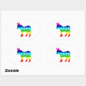 民主党オリジナルドンキーレインボー 楕円形シール (シート)