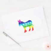 民主党オリジナルドンキーレ動揺してインボー 楕円形シール (封筒)