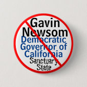 民主党ガビンニューソムサンクチュアリCA知事 缶バッジ (正面)