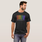民主党ゲイプライド州旗バーコード同性愛者レインボーLGBT Tシャツ (正面フル)