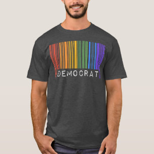 民主党ゲイプライド州旗バーコード同性愛者レインボーLGBT Tシャツ