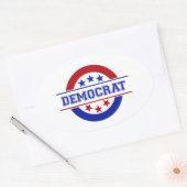 民主党スタンプのロゴブルー 楕円形シール (封筒)
